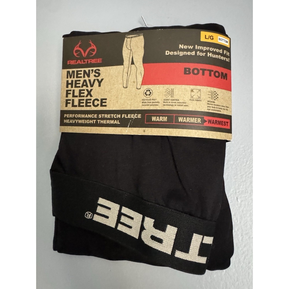 Real Tree Men's heavy flex black fleece warmest large new in package